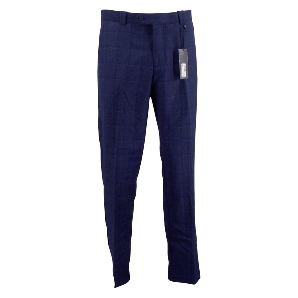The Mens Store Bloomingdales Dress Pants Classic Fit Tonal-Check Wool Navy 33x32